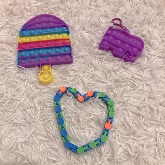 Popsicle Elephant Fidget popper keychain clip and fidget links toy bundle - Picture 1 of 3